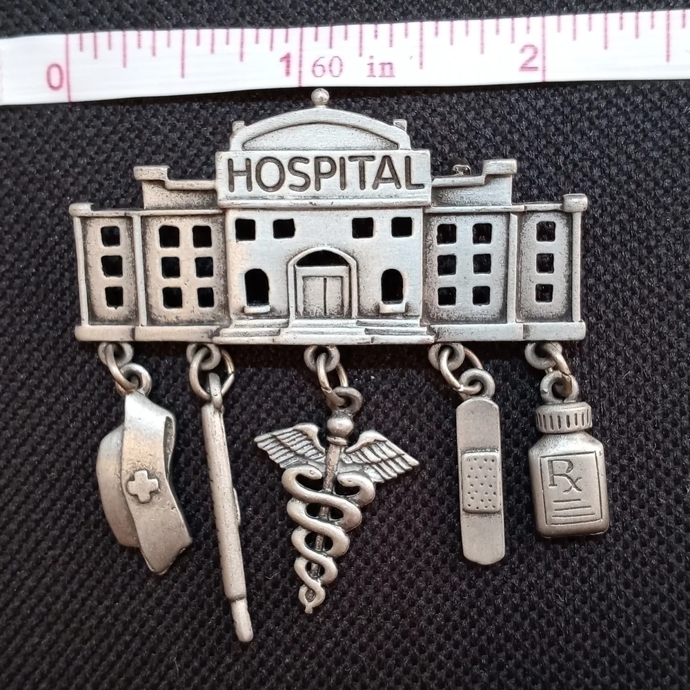 Vintage Metal Hospital brooch